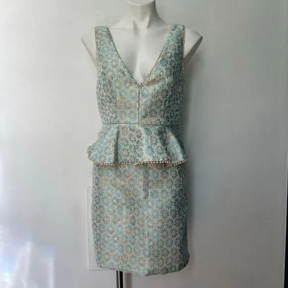 Lulus Afternoon Affair Blue peplum Mini Dress - Picture 2 of 11